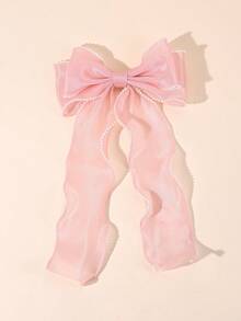 1pc Custom Hair Bow Mesh Ribbon Bow Elegant Hair Barrette Bow Hair Clip With Long Tail Accessory For Girls Kids Teens Vacation Daily Party Festival Hair Accessory Back To School - Multicolor - View 12