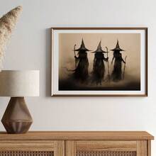 1 件/套复古万圣节女巫海报 - 鬼脸 - 万圣节、恐怖海报帆布画创意海报和印刷墙艺术画适用于现代客厅家居装饰礼物生日毕业，无框架