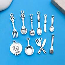 Mix 100 Pieces Of Alloy Antique Silver Tableware Charms Series Pendants Accessories, Suitable For DIY Necklace, Earring, Keychain Jewelry Making Fashion Accessories.