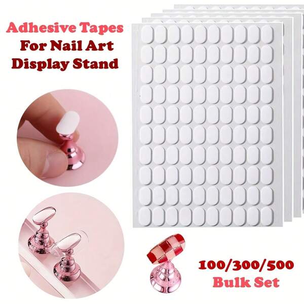 100/300/500pcs Transparent Double-Sided Adhesive Nail Strip, Pre-Cut Strips, For Nail Art Display, Easy To Set Up, Durable Glue, Nail Art Supplies (100pcs Of 1 Set)