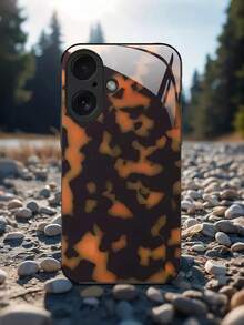 Tortoise Shell Pattern Luxury Black Glass Phone Case For Compatible With IPhone 16/15/14/13/12/11/ProMax/Pro/Plus, Fashion Female Summer Unique Funny Cases Shockproof Anti-Fingerprint Anti-Drop Protective Design PC+TPU+Glass Girl Women Men Y2k Case High-End Print Funda Casing Creative Forros Cover Protection Stylish Friend Gift Aesthetic Protector Funda Para Protectores De Celulares Accessories Forro De Teléfono - Black - View 2