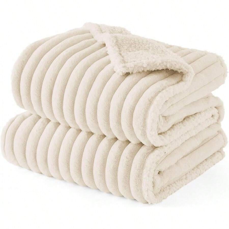 Bedsure Waterproof Dog Blankets Large Dogs - Soft Pet Blanket Corduroy Fleece Bed Protector Washable, Cozy Calming Reversible Furniture Puppy,60x80, Tuscan Beige - Cream - View 1