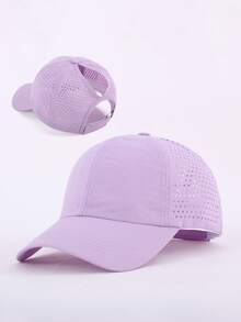 女士速干棒球帽，带马尾辫孔，透气网眼防晒帽，适合户外运动，夏季 - 多种颜色可选 - 速乾透氣孔 - 查看 17