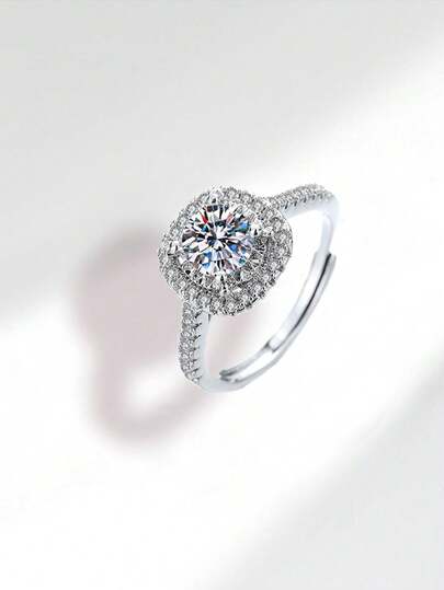 1 件高品质莫桑石戒指，不褪色优质纯铜情侣戒指，尺寸可调