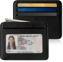 Credit Card Holder For Women Minimalist Wallet, RFID Blocking Wallets Card Cases, Small Wallets With ID Window For Women Men, Black - Black - View 1