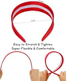 Wecoe Brown Satin Headband Women 1.6 Inch Wide Silk Headband Non Slip Fashion Neutral Colors Plain Hair Band DIY Holiday Hair Accessories For Women Girls Diademas Para Mujer Gifts - 紅色 - 查看 3