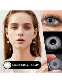 1 Pair Colored Contact Lenses For Eyes, Cute Blue Lenses, Cosmetic Makeup, Soft Green And Gray Beauty Contact Lenses, Annual Disposable Contact Lenses, 14.2mm