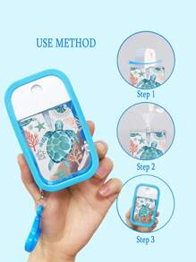 Spray Bottle, 1/2pcs Summer Moisturizing Water Cosmetic Bottle, Pink Flower Print, Ocean Turtle Print Pattern Perfume Spray Bottle, With Hook And Anti-Fall Silicone Protective Cover, Can Be Given To Family Or Friends For Birthday Gifts, Holiday Gifts, Suitable For Travel Portable 50ml