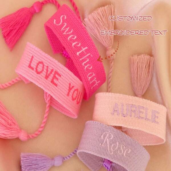 1 Stück personalisiertes besticktes Armband, geflochtenes Armband, Geschenk für Frauen, personalisiertes Hochzeitsaccessoire, Boho Armband, ihr Weihnachtsgeschenk, Reise- und Outdoor-Accessoire