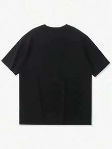 Camiseta gráfica con eslogan para hombres - Negro - Ver 2