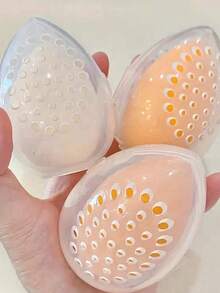 1个/5个/10个装旅行化妆海绵收纳盒，透气防霉化妆海绵架，女士礼物，圣诞礼物 - 白色 - 查看 4