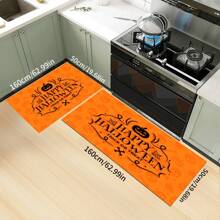 1/2 Piezas Felpudo de Halloween, con respaldo de goma, decoración de entrada de Halloween, decoración para interiores y exteriores, alfombra de cocina, alfombra de drenaje de poliéster, para cocina, sala de estar, entrada, balcón, decoración del hogar, resistente a las manchas, cafetería, bar, fiesta, regalo festivo, dormitorio, decoración del baño