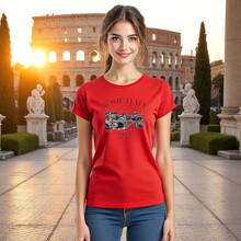 Playera para Mujer con Estampado Rome, Italy The Eternal City Moda Casual con Estilo Europeo - Rojo - Ver 1