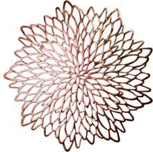 Pack Of 18 Rose Gold Placemats Bulk Metallic Pressed Vinyl For Dinning Table Mats Round Floral Charger Decoration For Weddings Christmas Holiday - Gold - View 1