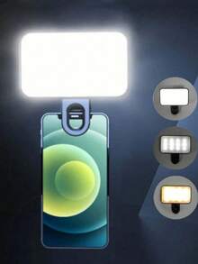 1 Pc LED Fill Light Selfie Light, LED Phone Light With 3 Lighting Mode, Portable Mini Clip-On Fill Light , Makeup, Live Stream, Conference Rechargeable Clip Video/Photos Light For Phone, Camera - Multicolor - View 1