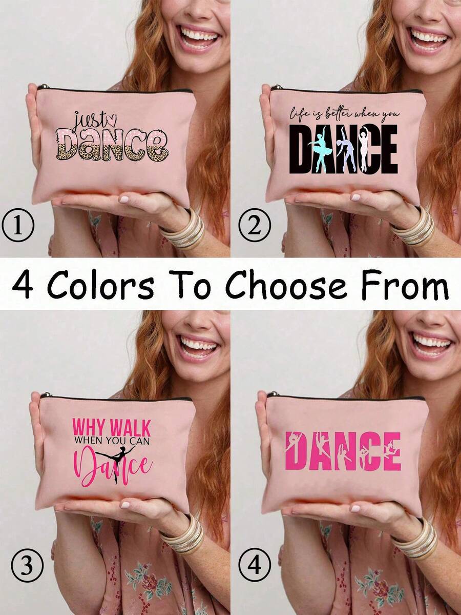 Dance Letter Makeup Cosmetic Bag Birthday Graduation Gift For Daughter Wedding Gift Adult Daughter Gift Travel Toiletry Bag Daughter Bridal Shower Gift Make Up Pouch Makeup Bag Gift For Make Up Organizer For Makeup Tools Wash Bag For Girl Women (Various Patterns To Choose From)Travel Essentials Vacation Summer Holiday Back To School School Stuff Bag For School Wash Bag Travel - Multicolor - View 1