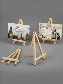 6pcs Wooden Easel Display Stand (Without Canvas Board), Desktop Art Display Easel Suitable For Artists, Adults And Students, Craft Painting Easel, Triangular Art Holder & Mobile Phone Stand, Foldable Painting Advertisement Sketch Display Rack, Wooden Structure, Art Supplies, Student Leisure Creative Tool, Suitable For Painting, Oil Painting And Graffiti, As Well As Back-To-School And Christmas Gifts, School Supplies,Back To School - Multicolor - View 8