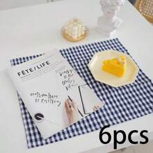 1pc/6pcs Korean Plaid Placemats, Versatile & Minimalist, Suitable For Photo Background, Tableware Decoration