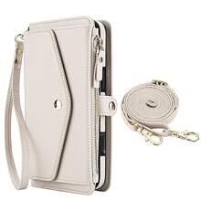 AWQUER Flip PU Kunstleder Geldbörse Hülle kompatibel mit iPhone 16E 16 15 14 Plus 13 12 Mini 11 Pro X XS Max XR 8 mit Handschlaufe, Umhängetasche mit Kartenfächern, Handytasche passend für Galaxy A56 A36 A26 A16 A55 A35 A25 A15 A54 A14 A73 A53 A13 A72 A52 A12 4G 5G S25 Edge S24 S23 S22 S21 S20 FE Plus Ultra, Ständer Hülle 9A 9 8A 8 Pro XL Halterung RFID blockierend Handyhülle - Weiss - Übersicht 35