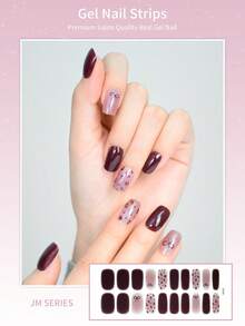 20 片指甲油贴纸、半固化凝胶指甲油条、UV 凝胶贴纸、指甲胶带、持久、易于粘贴和去除 - 彩色 - 查看 2