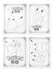 pokemon 8 Pages/Book Pocket Monster Cartoon Coloring Book: Double-Sided Printing, Random 16 Pictures, DIY Painting Toy With Stickers, Suitable For Boys And Girls As Thanksgiving, Christmas, New Year Gifts