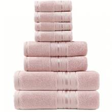 Juego de 8 toallas de lujo [4 toallas de mano + 2 toallas de cara + 2 toallas de baño], altamente absorbentes, de secado rápido, suaves y amigables con la piel, diseño de unicolor, adecuado para todas las estaciones, ideal para baño, salón, piscina, playa, deportes al aire libre, viajes, cocina, recibir invitados, regalos de Halloween y Acción de Gracias, también adecuado para decoración de otoño, decoración de Halloween, toallas de salón, toallas de hotel, equipo deportivo, artículos esenciales para el hogar - Multicolor - Ver 5