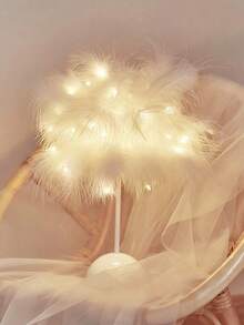 1pc Pink & White Feather Night Light, 40 LED Battery Powered Artificial Feather Lamp, Cute Romantic Ins Style Feather Light, Romantic Cozy Decorative Night Light, Suitable For Girls Bedroom Desk Decoration, Valentine's Day Gift, Birthday Gift, Living Room Tabletop Decoration, Create Romantic Atmosphere Light - Multicolor - View 12
