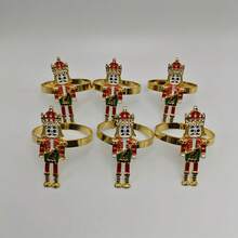 Inel de șervețel cu model de spărgător de nuci european importat, suport decorativ pentru șervețele electrolizat, model Soldier Guard, pentru hotel, aranjarea mesei în restaurant - Aur - Vizualizare 6