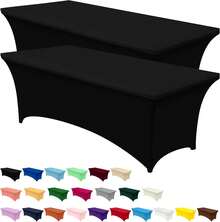 Spandex Tablecloth 2 Pack [8FT, Black] Tight, Fitted, Washable And Wrinkle Resistant Stretch Table Cloth Rectangle Cover For Trade Show, Weddings & Parties [96Lx30Wx30H Inch]
