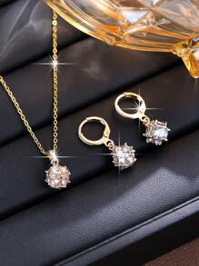 Conjunto de 2 peças de brincos e colares femininos com design minimalista, joias modernas e elegantes para o dia a dia