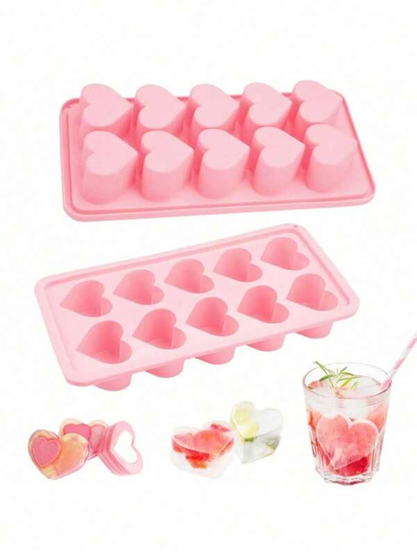 1 Herz-förmige Silikon Eiswürfelform - 10 Herz-förmige Eiswürfelform, geeignet für Schokolade, Pudding, Gelee und Bonbons | Flexible manuelle Form für Gefrierschrank, Küchenutensilien, Eiswürfelform, leicht zu entformen, wiederverwendbar