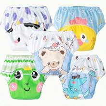 5pcs Children's Training Pants, Breathable Leak-Proof Baby Learning Pants, Washable Diapers, Infant Potty Training Pants, Newborn Training Pants, Reusable Baby Cloth Diapers, Suitable For Boys And Girls - Multicolor - View 13