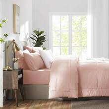 Pink Comforter Set Queen - 7 Pieces Bed In A Bag Toddler Girls Comforter Set Teen Girl Bedding Sets With All Season Quilted Comforter, Flat Sheet, Fitted Sheet, Pillowcases, Blush Pink - 粉色 - 查看 6