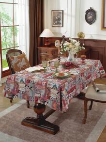 1pc Rectangular Patterned Geometric Tablecloth, Bohemian Thickened Polyester Dust-Proof Heat-Resistant Tablecloth For Daily Home Use, Festivals, Birthday Parties And Other Dining Table Decor