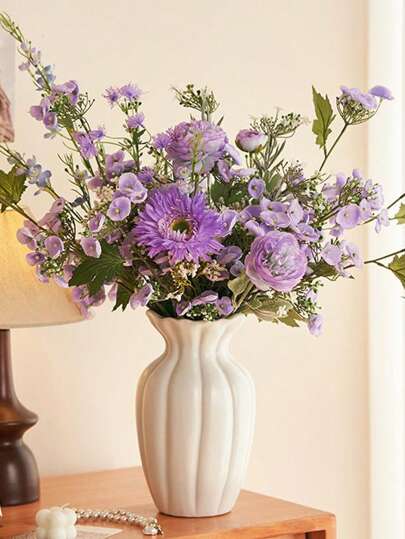 1pc Ceramic Vase, Crème Bohemian Desktop Flower Arrangement, Room, Home, Kitchen, Wedding, Dining Table, Office, Garden, Outdoor ation, Home Room Vase Glass view 6