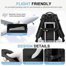Extra Large Travel Backpack, 40*25*20cm, Carry-On Cabin Bag . Built-In Separate Shoe Compartment, Large Capacity Backpack. - Black - View 6