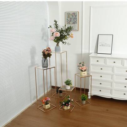 1 件优雅金色花架，亚克力和金属框架花瓶架，适用于婚礼中心装饰和派对装饰，适合所有场合的多功能展示，无需电力或电池