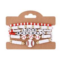 6pcs/Set Sports Themed Bracelet Set - Football, Baseball, Softball, Basketball, Soccer, Volleyball, Great Gift For Sports Lovers