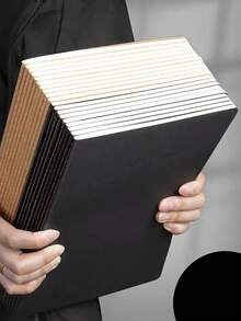 A5 纯黑色空白卡片笔记本、单本、学校用品、返校 - 黃色 - 查看 6