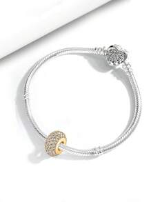 1Pc Fashionable Pink Green Red Blue Love Zirconia Round Beads Charms Fit For Women Bracelets Bangles DIY Jewelry Making And Daily Outfit Matching Jewelry Decoration For Girls