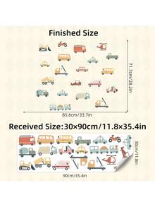 Cartoon Construction Vehicle Wall Decals For Kids Room - Truck & Digger Theme Removable Peel And Stick Nursery Bedroom Decor | Home Decoration Educational Bedroom Stickers With Dump Truck, Cement Mixer & Crane - Multicolor - View 3
