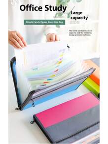 1 Stück A4 Reißverschluss-Faltmappe, 13-Fach Mehrebenen Dokumentenorganizer Aktenmappe für Büro