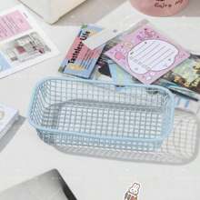 1pc Cream Ins Style Storage Basket Highly Attractive Iron Small Basket Simple Office Dressing Table Desktop Sundries Storage Box