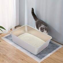 Stainless Steel Cat Litter Box, 6" Deep Stainless Steel Extra Large Cat Litter Box, XL Metal Litter Box For Big Cats, Easy To Clean, Large Cat Litter Box, 6" High Side Cat Litter Box
