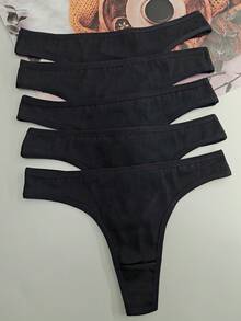 10 pièces Culotte-string sport minimalist confortable et respirante pour femme - Noir - Voir 3