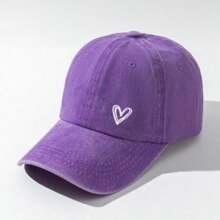 1 Stück Unisex Y2K Stil weiße Herz-bedruckte Baseballkappe, verstellbare Größe, atmungsaktiv & modisch für den täglichen Lässig-Stil