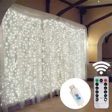 8 Modes Remote Control Fairy Window Curtain Lights, USB Powered, For Bedroom, Valentine's Day, Wedding, Christmas, Halloween, Birthday, Festival Party Decor - USB Curtain Light - View 19