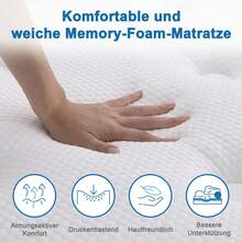 Pocket Spring Mattress (Height 20/22 Cm) 90x200/120x200/140x200/160x200 7-Zone Orthopedic Mattress With Comfort Foam, Fabric With A Soft Surface, Mattress For Adults, Medium Firmness (H3) - Xanh và trắng - Xem 9