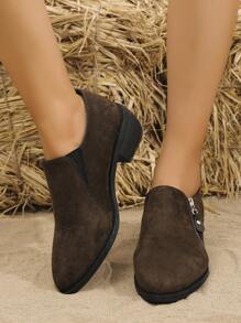 Nuova donna pompe con tacco medio a blocco opaco, scarpe casual versatili a punta con tacco retrò, per primavera e autunno