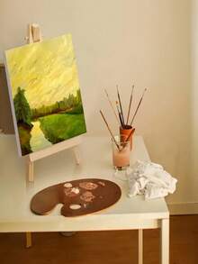 6pcs Wooden Easel Display Stand (Without Canvas Board), Desktop Art Display Easel Suitable For Artists, Adults And Students, Craft Painting Easel, Triangular Art Holder & Mobile Phone Stand, Foldable Painting Advertisement Sketch Display Rack, Wooden Structure, Art Supplies, Student Leisure Creative Tool, Suitable For Painting, Oil Painting And Graffiti, As Well As Back-To-School And Christmas Gifts, School Supplies,Back To School - Multicolor - View 12